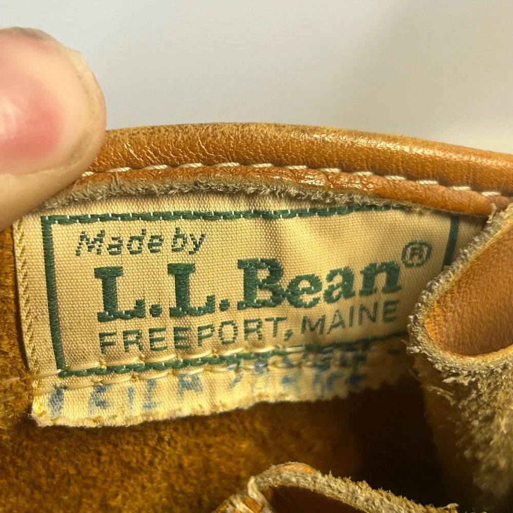 LL Bean Duck Boots Brown Womens 8 Vintage 6 inch Leather Rubber Rain Boots